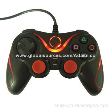 Wired PC USB game joystick with double shock with led light, fashionable design, various colors